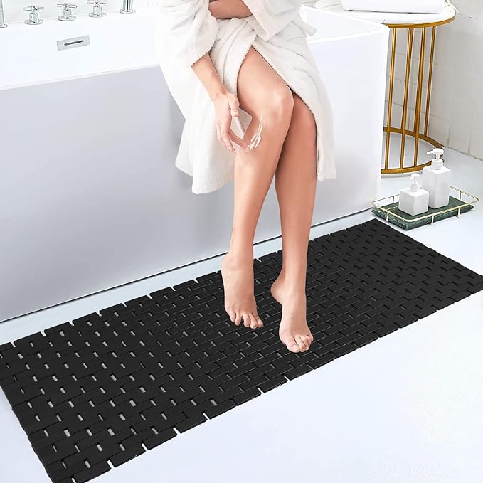 Bambo Bath Mat Bathroom Runner Long Large Rugs Floor Wood Shower Bathtub by Fovlaurs