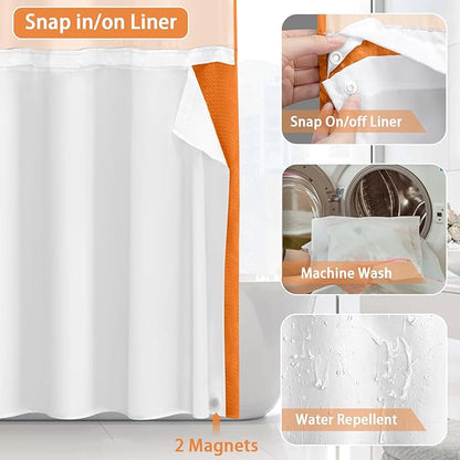 No Hook Shower Curtain and Liner Set - Image 4
