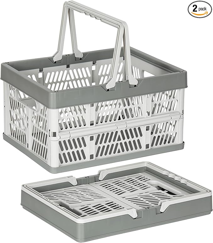 Heavy Duty Plastic Milk Crates for Storage, Collapsible Shopping Basket by PAG-Mass