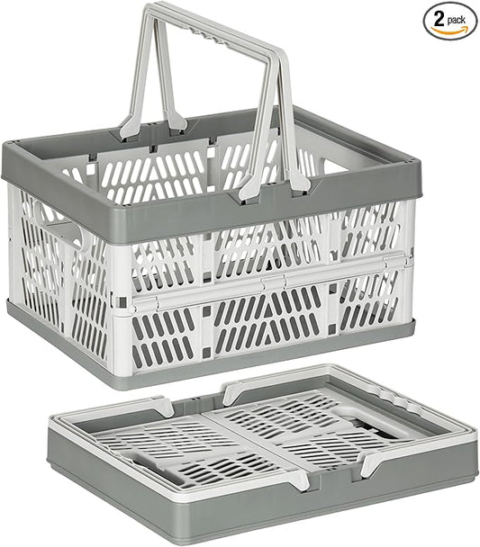 Heavy Duty Plastic Milk Crates for Storage, Collapsible Shopping Basket by PAG-Mass