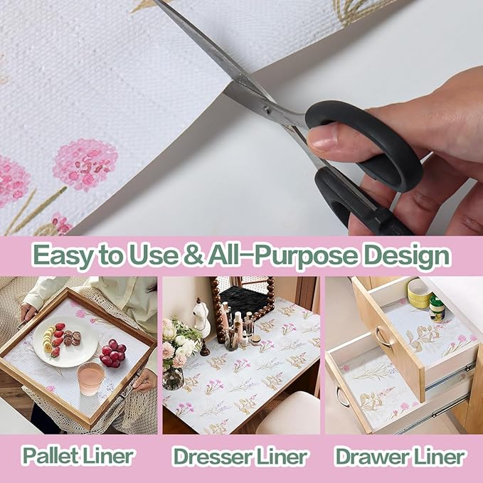 Floral Shelf Liner for Kitchen Cabinets Non Adhesive Drawer Liners Non Slip - Image 5