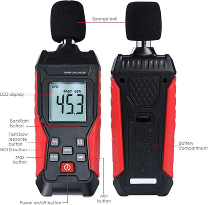 Noise Decibel Meter Portable Sound Level Meter SPL Meter 30 to 130dBA Range - Image 7