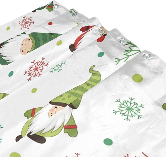 Christmas Gnome White Shower Curtain Liner 72×72 inch - Image 3