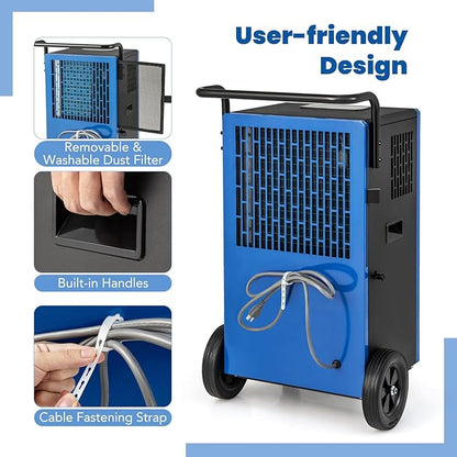 COSTWAY 215 Pint Commercial Dehumidifier, 000 Sq.Ft Industrial Dehumidifier - Image 6