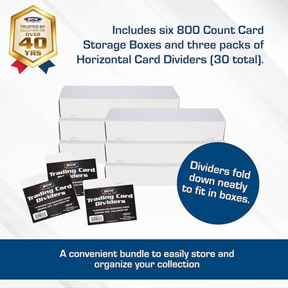 BCW 800ct Trading Card Storage Box & Horizontal Card Dividers – 6 Boxes & 30 - Image 2