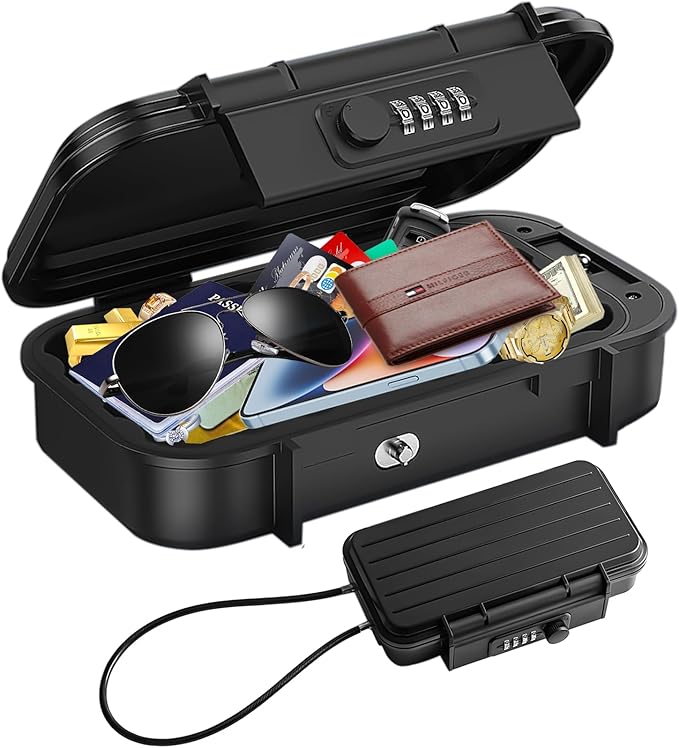 Security Case LockBox with Code, Portable Safe Box with Removable Chain by TNIIFXC