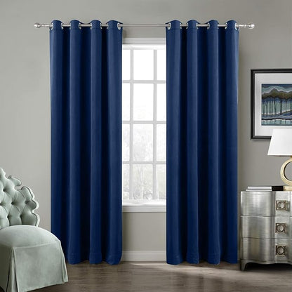 ChadMade Extra Wide Blackout Lined Premium Velvet Curtain Sapphire Blue by ChadMade