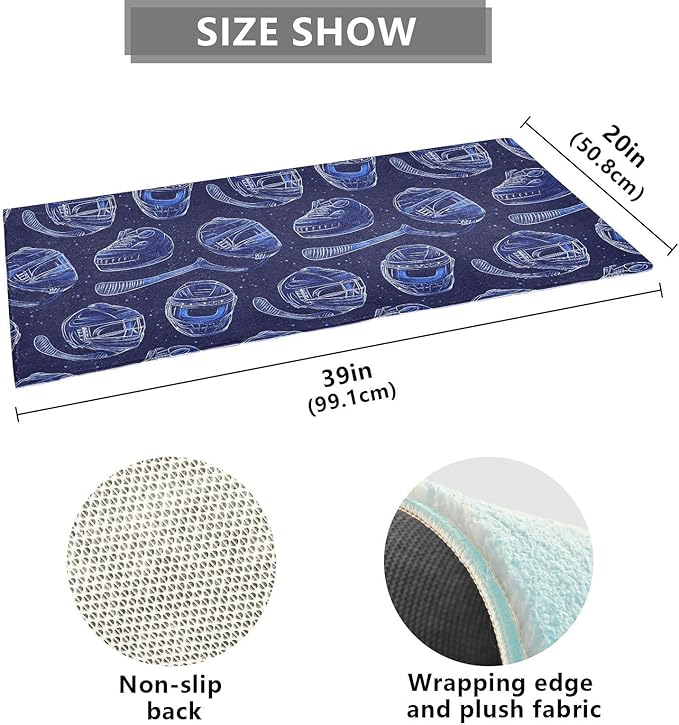Ice Hockey Pattern Blue Decorative mat Non Slip Anti Mold Washable Rugs - Image 3