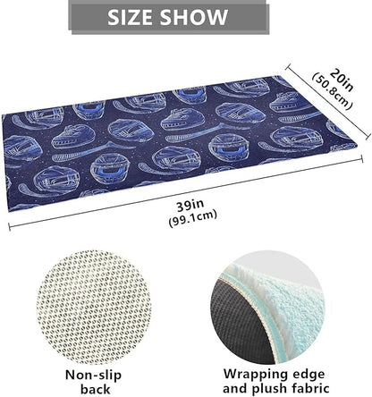 Ice Hockey Pattern Blue Decorative mat Non Slip Anti Mold Washable Rugs - Image 3