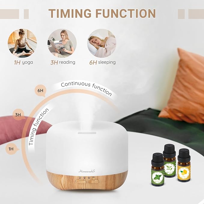 Homeweeks 300ml Essential Oil Diffuser, Quiet Aromatherapy Mist Diffusers - Image 7