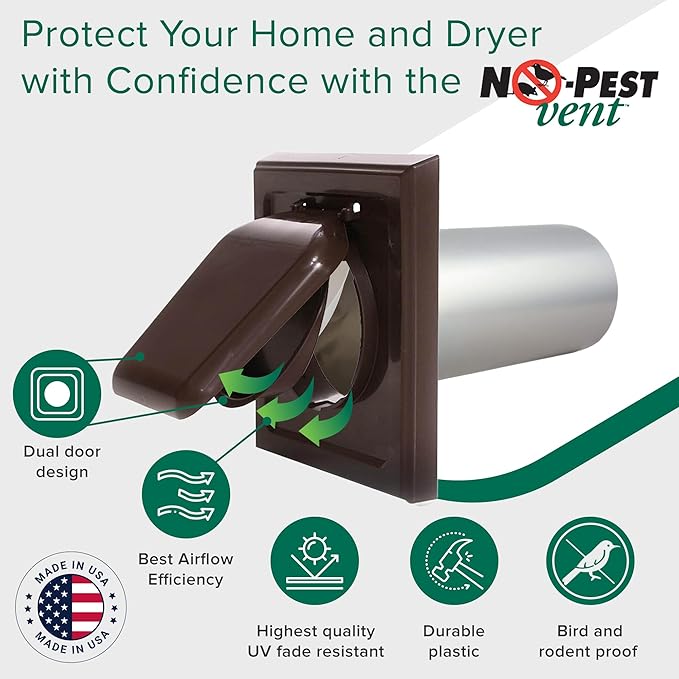 NO-PEST VENT, Exclusive Dual Door Dryer Vent Cover Outdoor 4 inch or Bathroom - Image 2