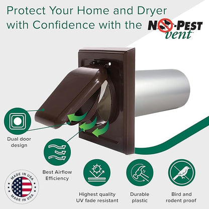 NO-PEST VENT, Exclusive Dual Door Dryer Vent Cover Outdoor 4 inch or Bathroom - Image 2