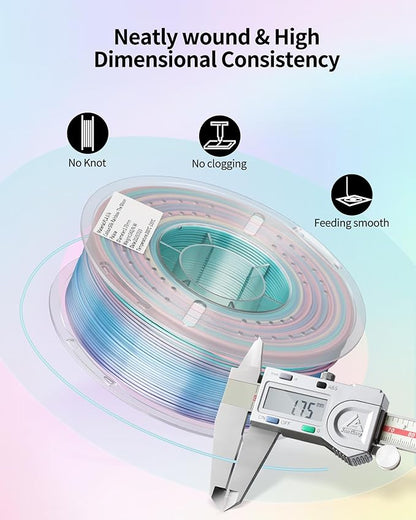 LANDU Silk PLA 3D Printer Filament Multicolor Rainbow PLA Filament 1.75mm - Image 4