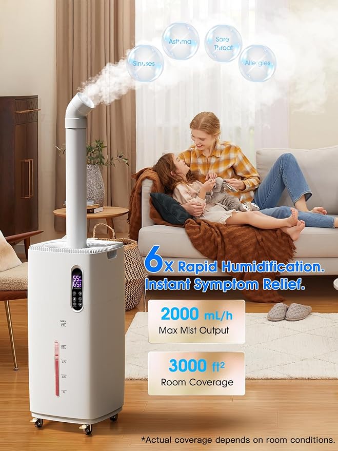 26L/5.7Gal Humidifier Large Room 3000 ft², Supersized Cool Mist, 38H Quiet - Image 3