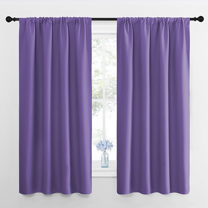 NICETOWN Kitchen Curtains, Short Blackout Drapes, Lilac Purple, Thermal by NICETOWN