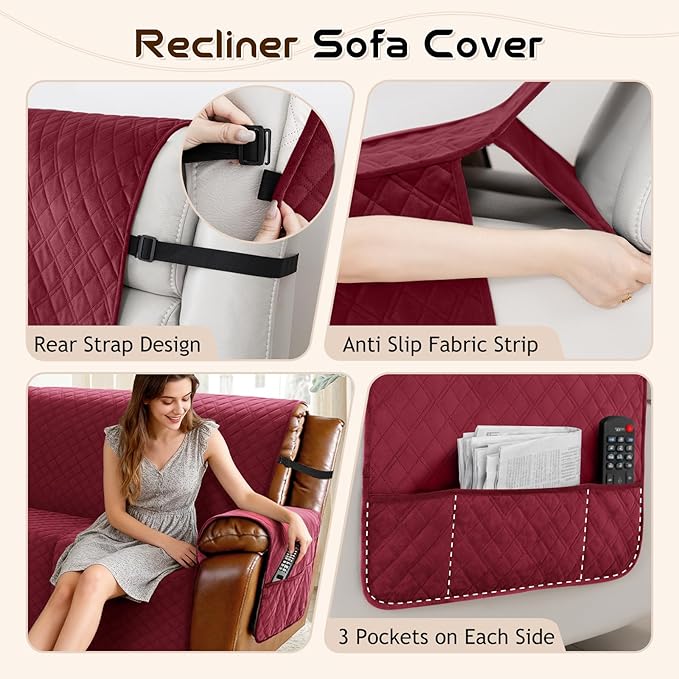 Arfntevss Waterproof Recliner Sectional Couch Covers - Image 4