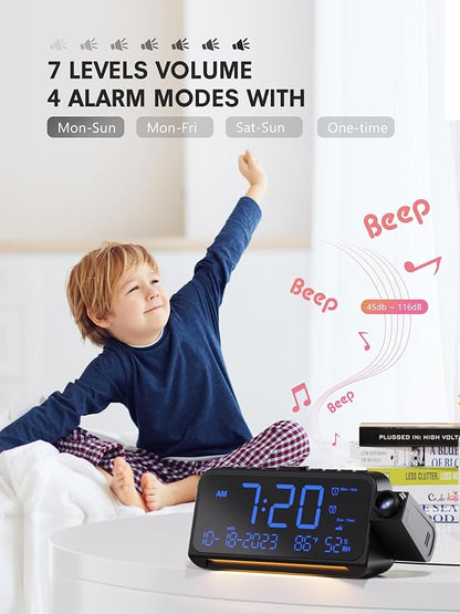 Mesqool Projection Alarm Clock for Bedroom Ceiling, Digital Clock Projector - Image 5