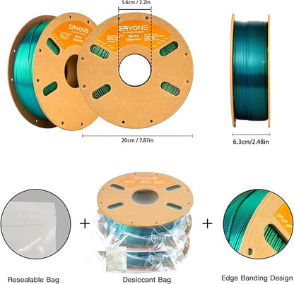 ERYONE Silk Tri Color PLA Filament 3D Printer 1.75mm +/- 0.03mm - Image 6