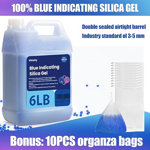 6LBS Silica Gel Desiccant Beads, Premium Blue Indicating Reusable Desiccant Bulk - Image 4
