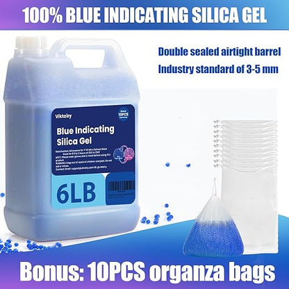6LBS Silica Gel Desiccant Beads, Premium Blue Indicating Reusable Desiccant Bulk - Image 4