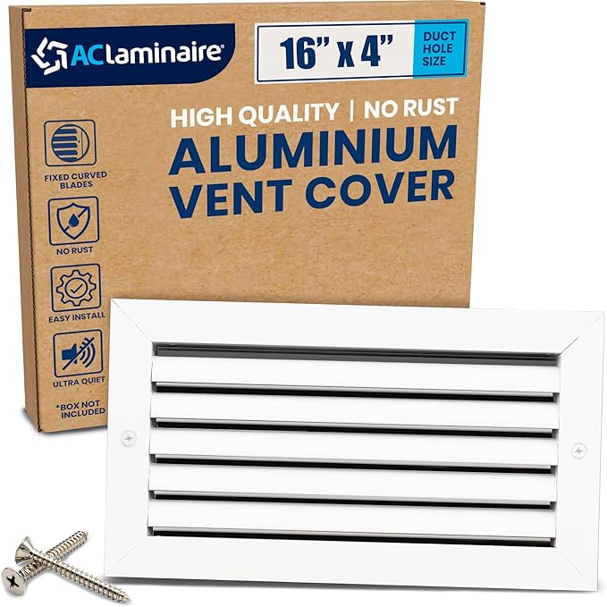 16x4 Inch Air Return Vent Cover Decorative – Premium Aluminum AC Vent Cover by LAMINAIRE