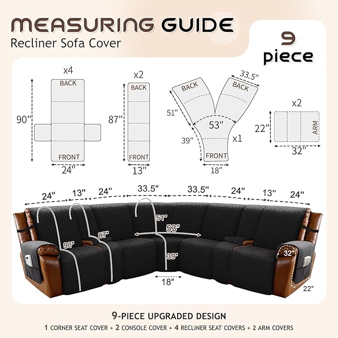 Arfntevss Waterproof Recliner Sectional Couch Covers - Image 5