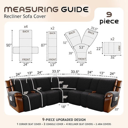 Arfntevss Waterproof Recliner Sectional Couch Covers - Image 5