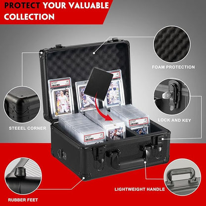 Graded Card Storage Box, Trading Cards Slab Carrying Case, 3 Row Black Hard - Image 4