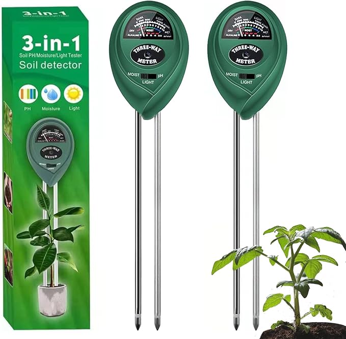 2 Pack Soil Tester, 3-in-1 Plant Moisture Meter Light and PH Tester Garden Lawn by Maxsolve