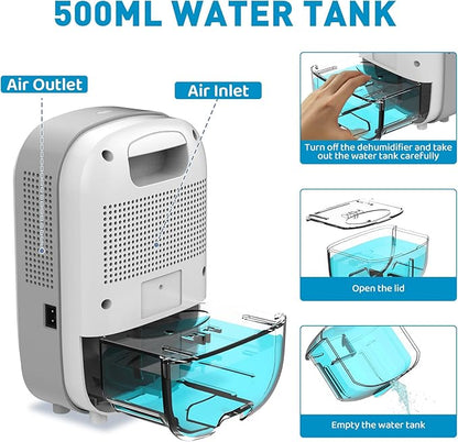 Mini Dehumidifier for Small Bathroom. Quiet. Auto Shut-OFF. Power Off Memory. - Image 6