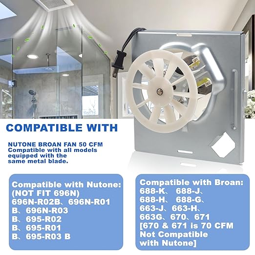 New Upgraded S97012026 Fan, Bathroom Fan Assembly Compatible - Image 2