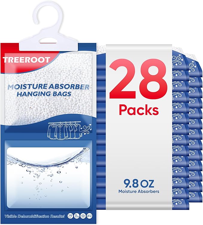 28 Pack Moisture Absorbers for Closet, 9.8OZ Hanging Closet Dehumidifier Bags by Unknown