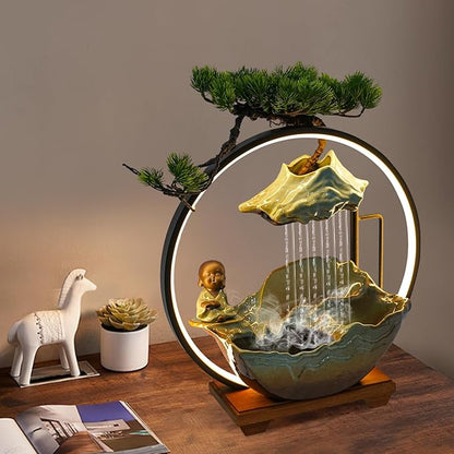 Water Fountains Indoor Tabletop Waterfall Humidifier W/LED Light & Atomizer - Image 2