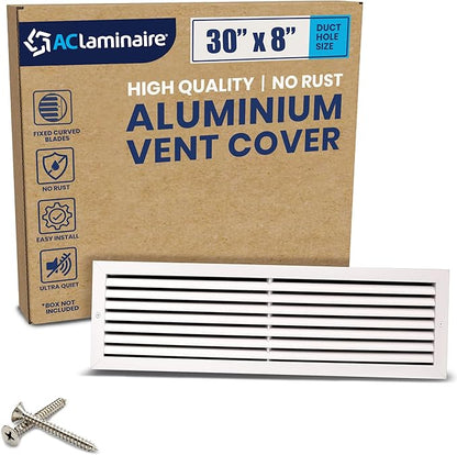 30x8 Inch Air Return Vent Cover Decorative – Premium Aluminum AC Vent Cover by LAMINAIRE