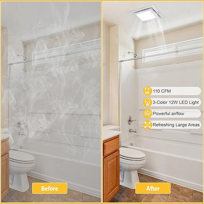 Bathroom Exhaust Fan with Light, 8-Inch Bath Fan with Light - Image 2