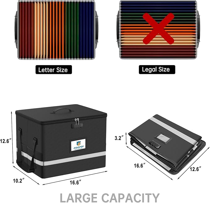 Fireproof File Box with Lock, 5200°F Document Box Storage Organizer, Suitable - Image 7