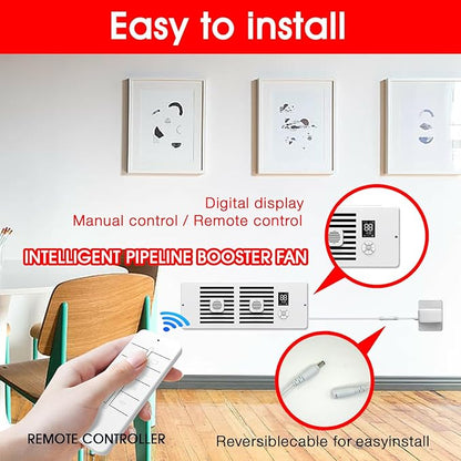 Register Booster Fan Fits 4" x 12" Register Holes, 10-Speed Smart Thermostat AC - Image 5