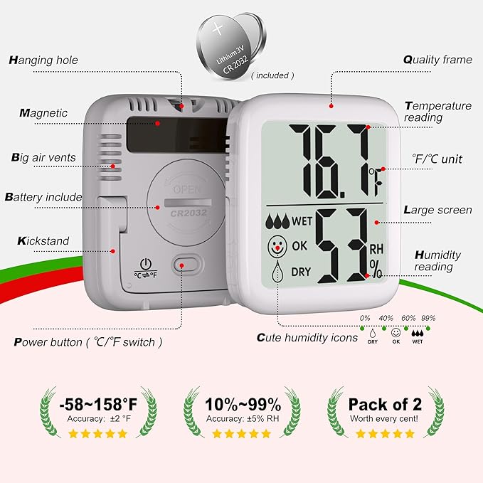 Antonki 2 Pack Room Thermometer - Image 6