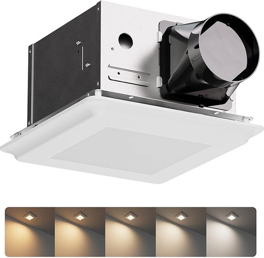 2 In 1 Bath Fan With LED Light, 25W Ceiling Mount Ventilation Fan and Light by JULLISON