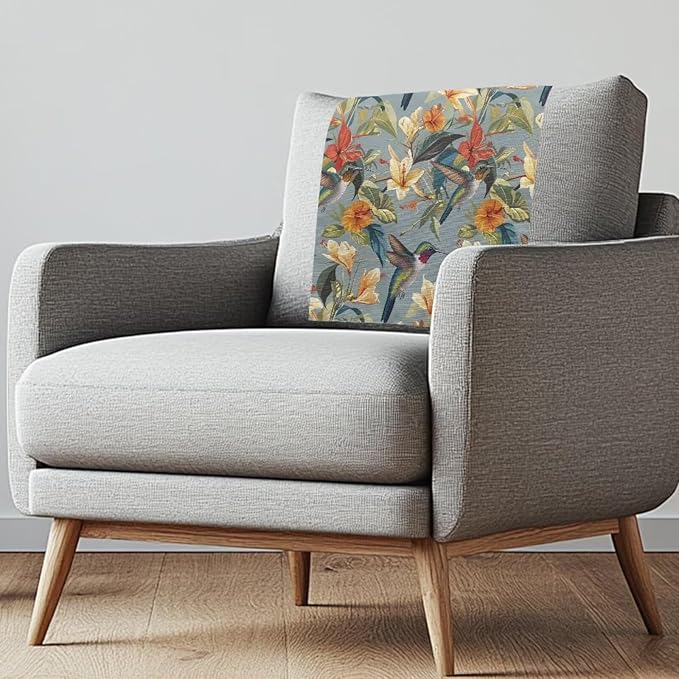 Hummingbird Armrest Cover Non-Slip Headrest Protector Stain Resistant Fabric by Unknown