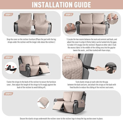 TAOCOCO 100% Waterproof Recliner Cover, Non-Slip Washable Reclining Couch Cover - Image 7
