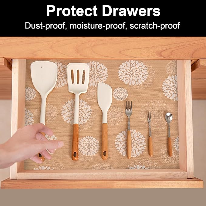 Cooyes Shelf Paper for Kitchen Cabinets Non Adhesive, Waterproof & Oil-Proof - Image 2