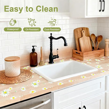 FEXIA Shelf Liner 12 Inch x 20 FT Daisy Non Slip Waterproof Cabinet and Drawer - Image 6
