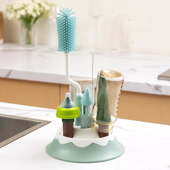Chemimoso Baby Bottle Drying Rack and Cleaning Set, - Image 3