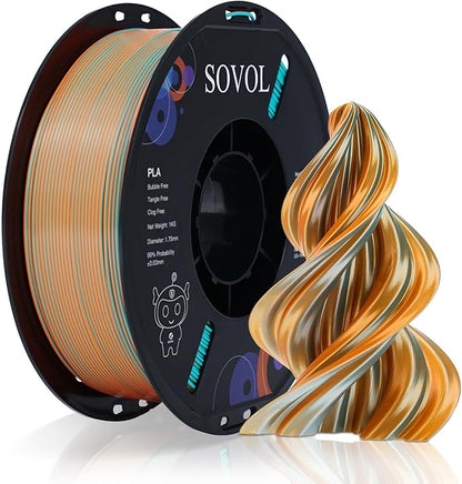 Sovol Dual Color PLA Filament 1.75mm, Silk PLA 3D Printing Material, Dual Color by Sovol
