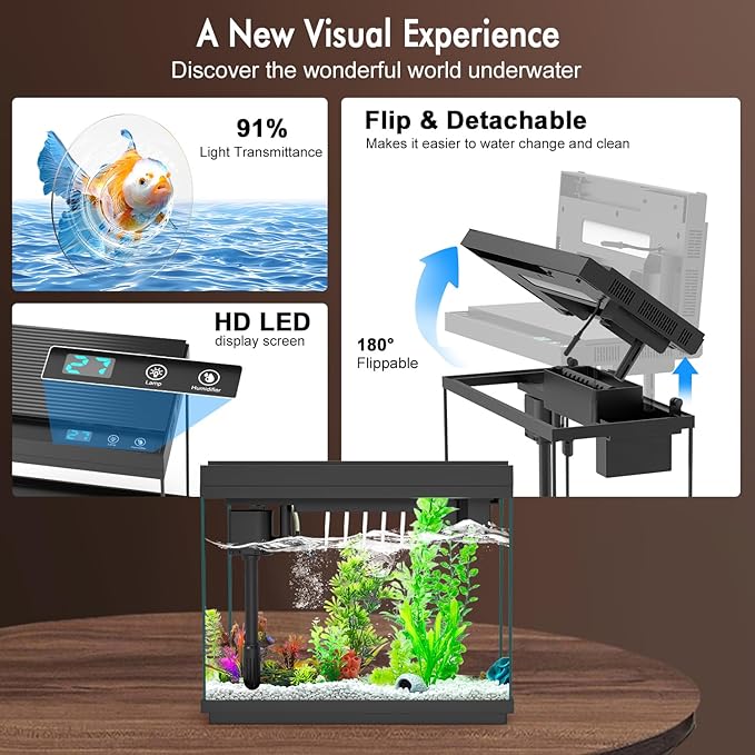 Smart Aquarium Fish Tank with Silent Water Pump, 2.4 Gallon Small Aquarium with - Image 3