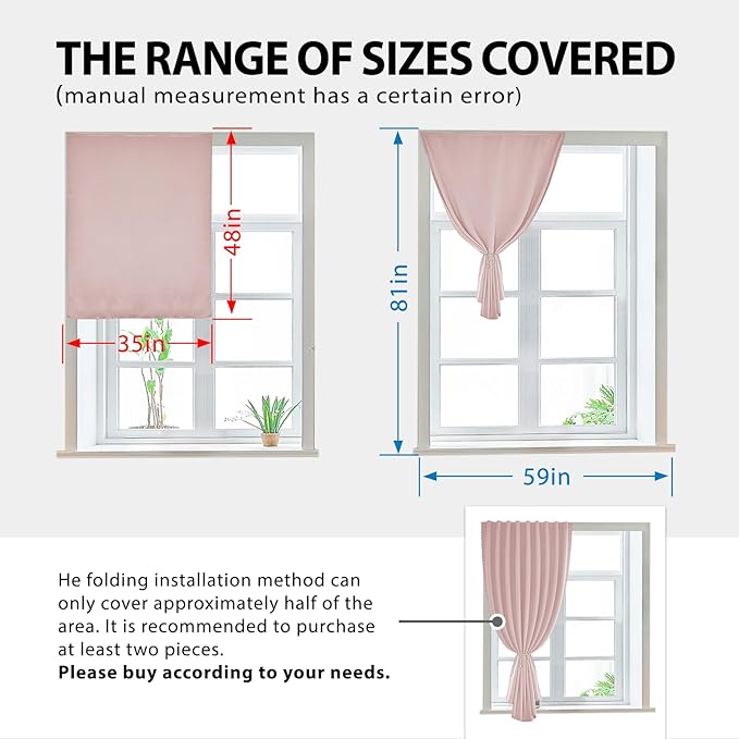 Autohesion Curtains for Windows, Bedroom Blackout Curtains for - Image 3