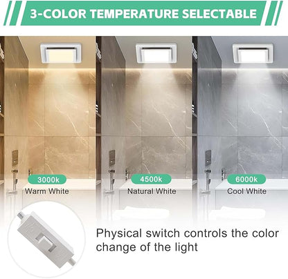 Bathroom Ventilation Fan with Light, With light color controller, 12W Square - Image 3