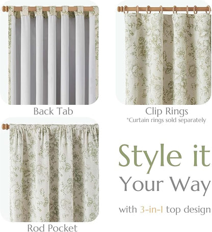 jinchan Blackout Curtains Linen Blend Floral Curtain - Image 4