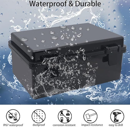 Junction Box, Hinged Black Cover IP67 Waterproof ABS Project Box - Image 2